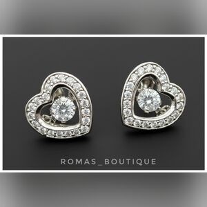 Sterling Silver Crystal Heart Earrings